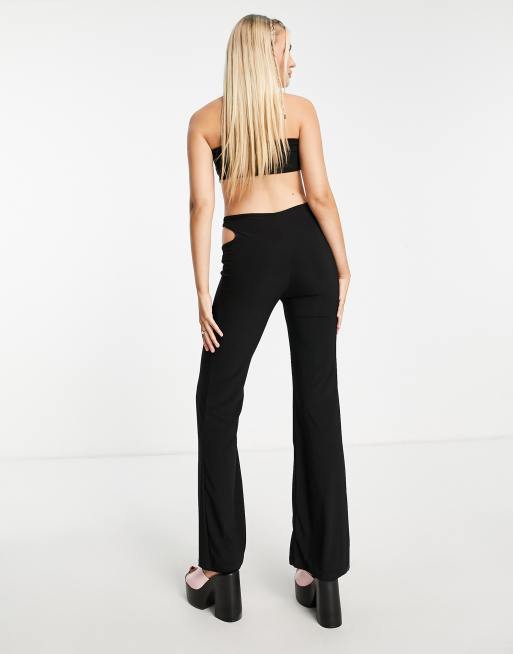 ASOS DESIGN strappy bengaline unitard jumpsuit in black