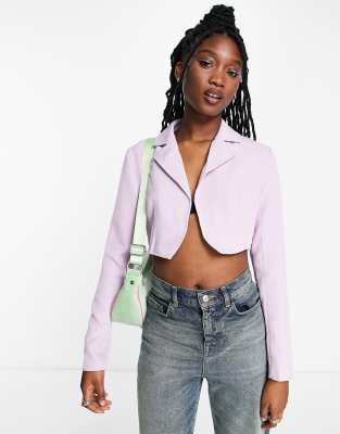 rebellious fashion - blazer corto viola in coordinato