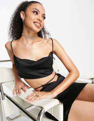 Rebellious Fashion Crop Top In Black - Part Of A Set