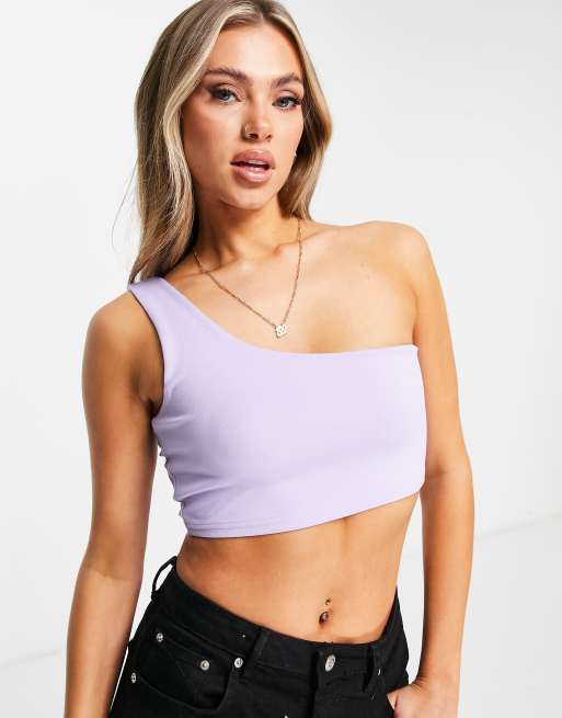 Rebellious Fashion - Crop top met blote schouder in lila