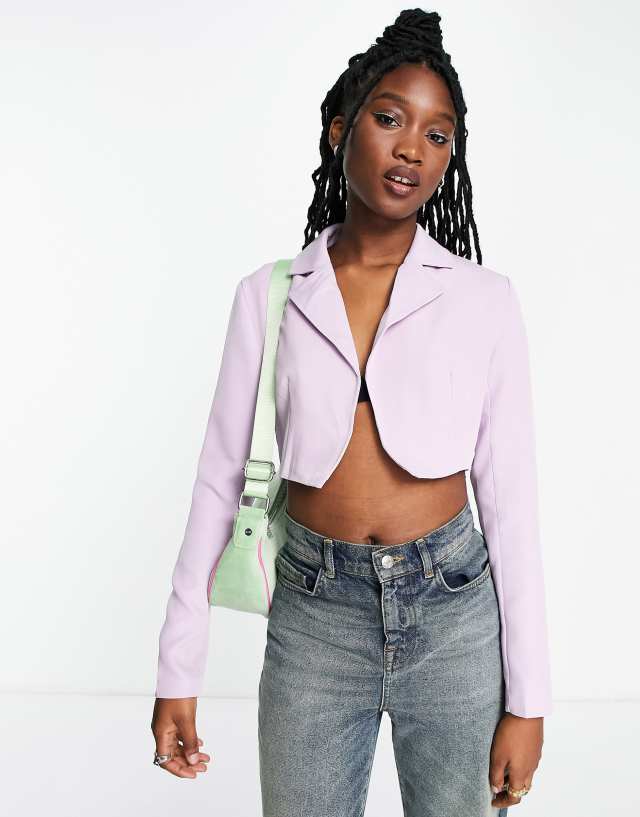 Rebellious Fashion cropped blazer in purple - part of a set