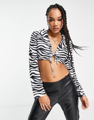 Rebellious Fashion cropped tailored blazer in zebra co ord - ASOS Price Checker