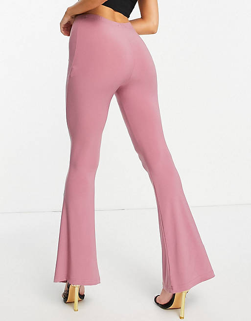 Rebellious Fashion cut out detail flare pants in dusty pink - part of a set