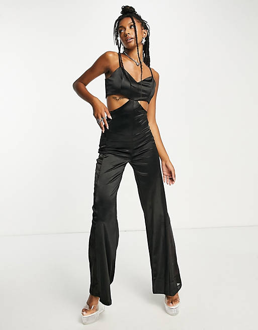 Normalisering Interconnect form Rebellious Fashion drop shoulder fitted jumpsuit in black | ASOS