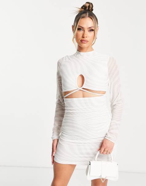 Rebellious Fashion exclusive long sleeve cut out detail mini dress in stone print - view 1