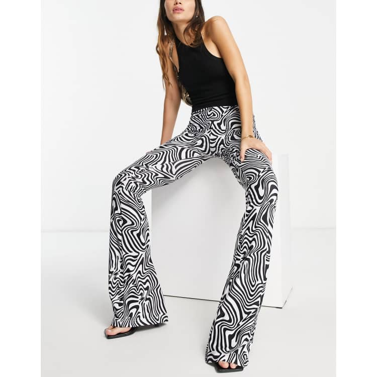 Swirl Print Slinky Flare Pants