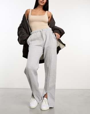 Rebellious Fashion front split wide leg trackies in grey | ASOS