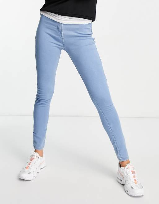 Rebellious Fashion high waist stretch jeggings in light blue