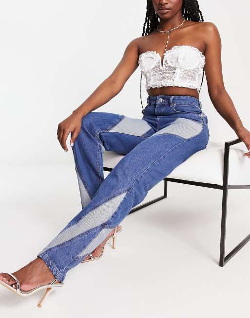 Rebellious Fashion jeans with contrast detail in blue