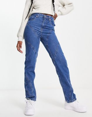 Rebellious Fashion jeans with seam detail in light blue