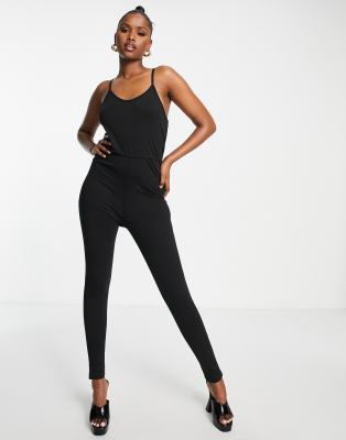 Rebellious Fashion - Jersey-Jumpsuit in Schwarz mit U-Ausschnitt