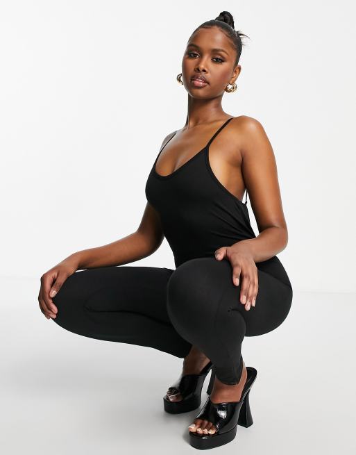 Shape Black Ribbed Scoop Neck Jumpsuit