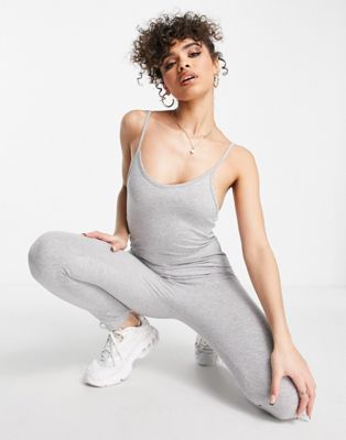 Rebellious Fashion jersey scoop neck jumpsuit in grey