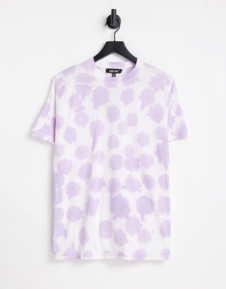 Rebellious Fashion jersey tie dye t-shirt in lilac-Purple