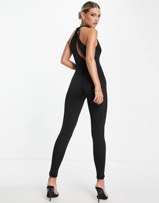 Rebellious Fashion - Jumpsuit met geknoopte bandjes in zwart