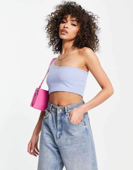 Rebellious Fashion – Kurzes Oberteil in Blau mit One-Shoulder-Träger