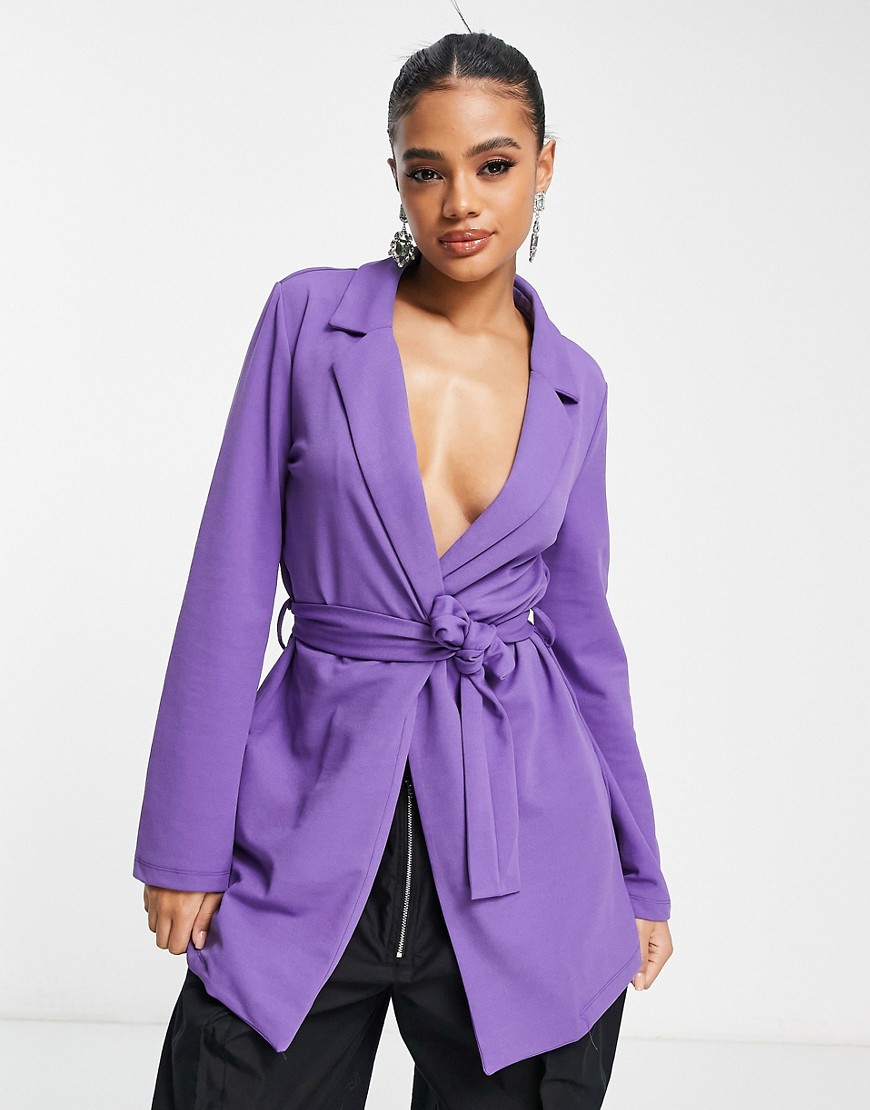longline blazer dress in purple
