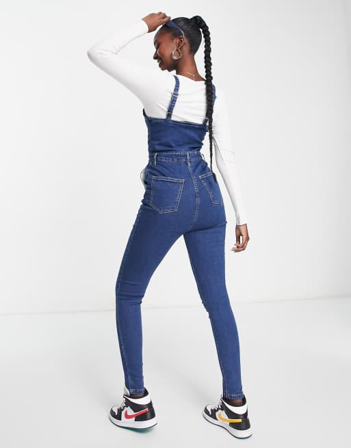 Rebellious Fashion - Mellemblå denimjumpsuit med stropper foran, 2 af 4