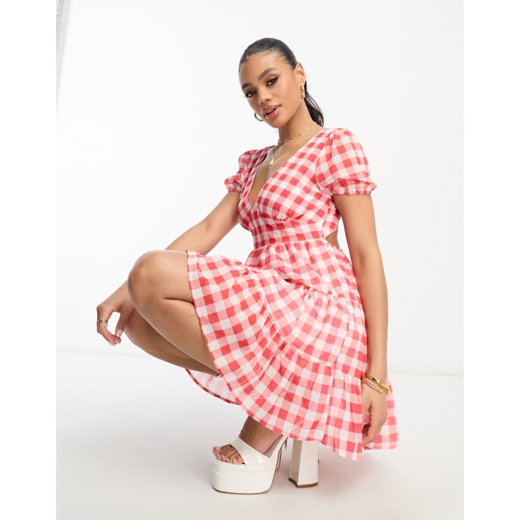 Asos red gingham outlet dress