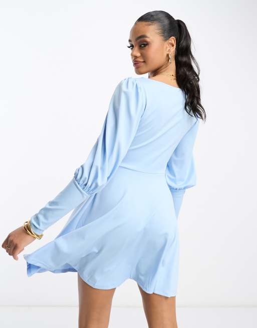 Dusty blue skater outlet dress