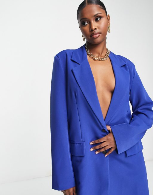 Rebellious Fashion oversized blazer dress in cobalt , 3 of 4