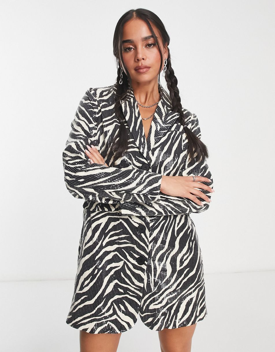 Rebellious Fashion mini smock dress in zebra print-Multi 