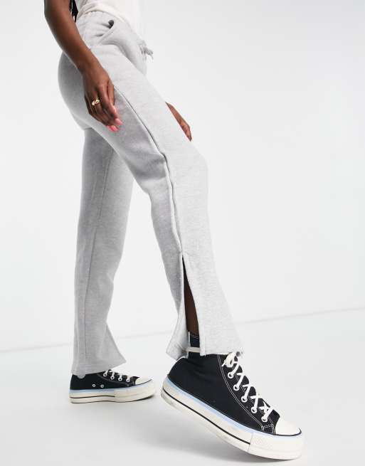 Rebellious Fashion side split wide leg sweatpants in gray ASOS