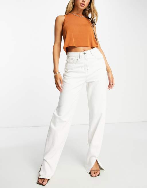 White split hot sale jeans