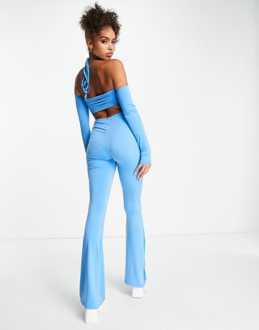 Rebellious Fashion strappy jumpsuit in blue