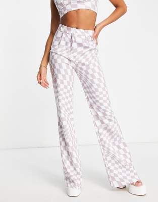 rebellious fashion - syrénlila, rutiga byxor med hög midja, del av set