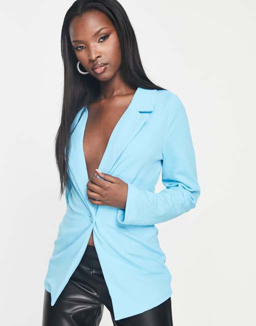Rebellious Fashion tailored blazer in cyan blue (part of a set)