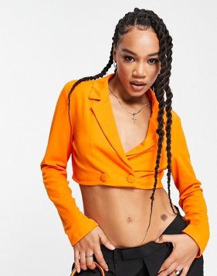Rebellious Fashion tailored  oversized cropped blazer in pop orange - ASOS Price Checker