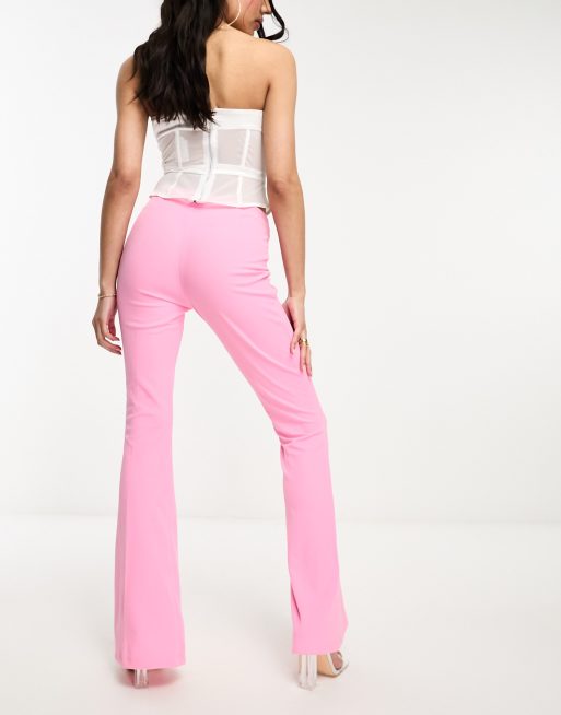 Rebellious Fashion tailored pants with flare in light pink