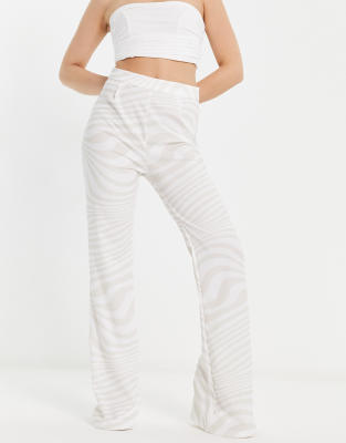 Rebellious Fashion Rebellious Fashion tailored trouser in wavey print-Multi