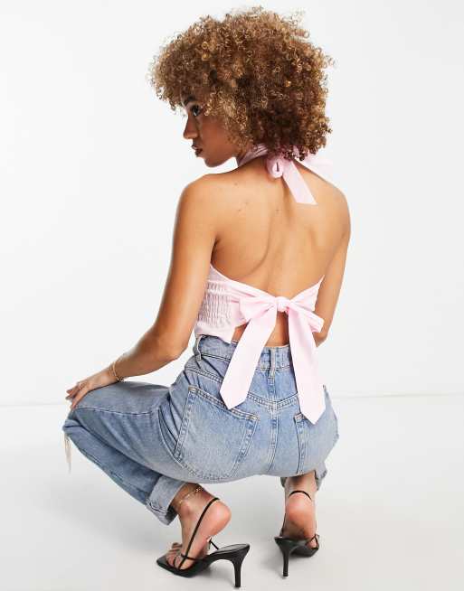 Rebellious Fashion - Top dos nu noué autour du cou - Rose, 4 de 4