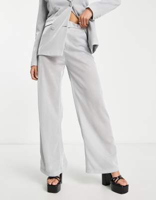 Rebellious Fashion wide leg trousers co-ord in silver glitter  - ASOS Price Checker