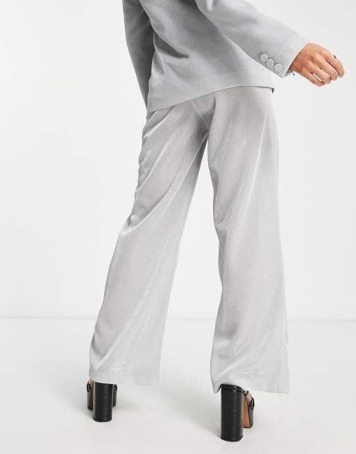 Silver grey wide outlet leg trousers