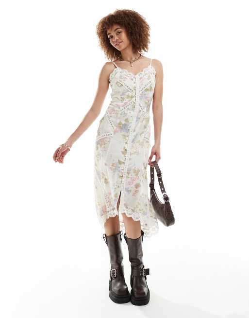 Button front slip dress top