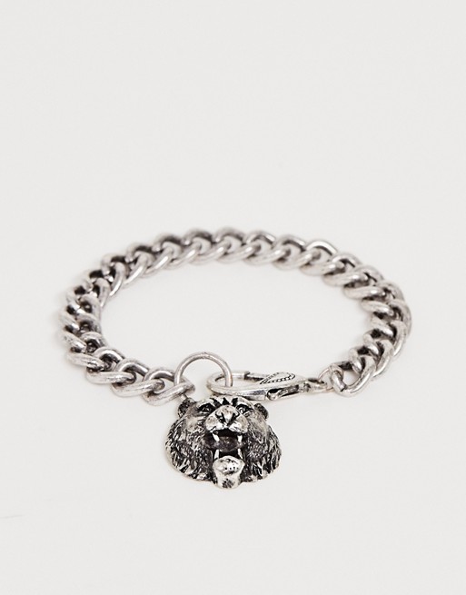 Reclaimed Vintage inspired chain bracelet with animal detail in silver exclusive to ASOS