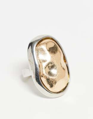 Reclaimed - Bague effet fondu en métaux variés-Multicolore