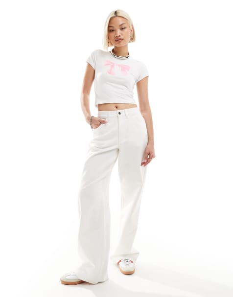 Reclaimed Vintage 00s baggy jean in ecru - view 1