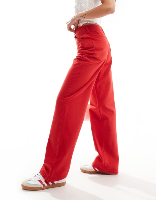 Reclaimed Vintage 00s baggy jeans in red