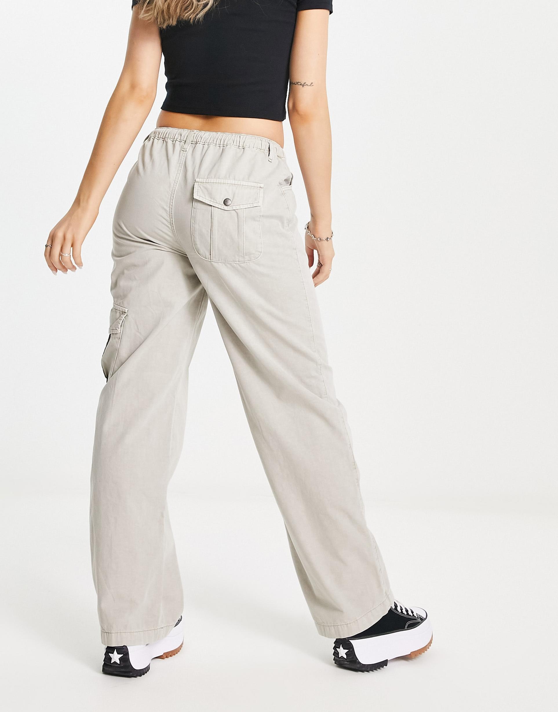 Reclaimed Vintage 00's low rise cargo trouser in stone view 4