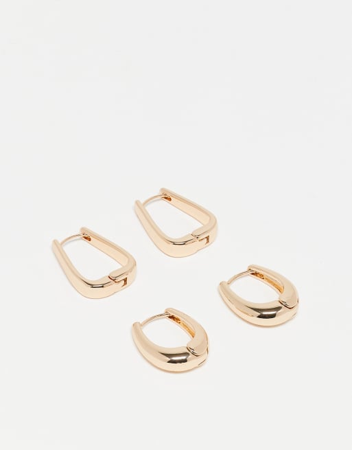 Reclaimed Vintage 2 pack chubby hoops in gold