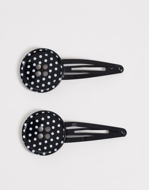 Reclaimed Vintage 2 pack polka dot button snap clips - view 1