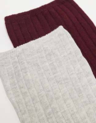 Reclaimed Vintage 2-pack Ribbed Ankle Length Socks In Multi