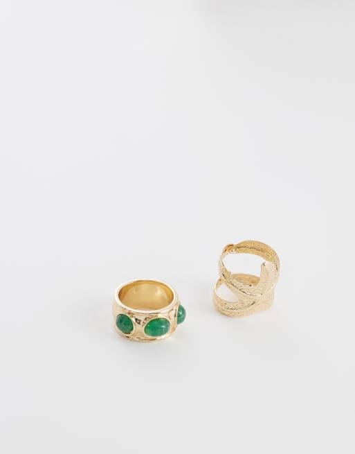 Reclaimed Vintage 2 pack starfish rings in gold