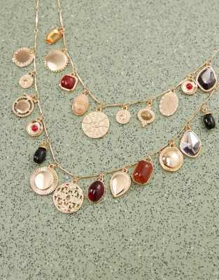 Reclaimed Vintage 2 Row Charm Necklace In Gold