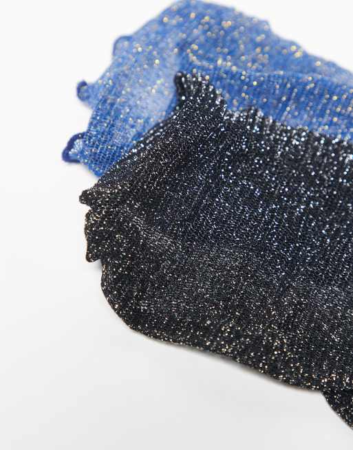 Reclaimed Vintage – 2er-Pack glitzernde Socken aus Netzstoff in Blau und Schwarz, 2 von 3