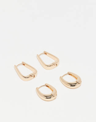 Reclaimed Vintage - 2er-Pack klobige Creolen in Gold-Goldfarben